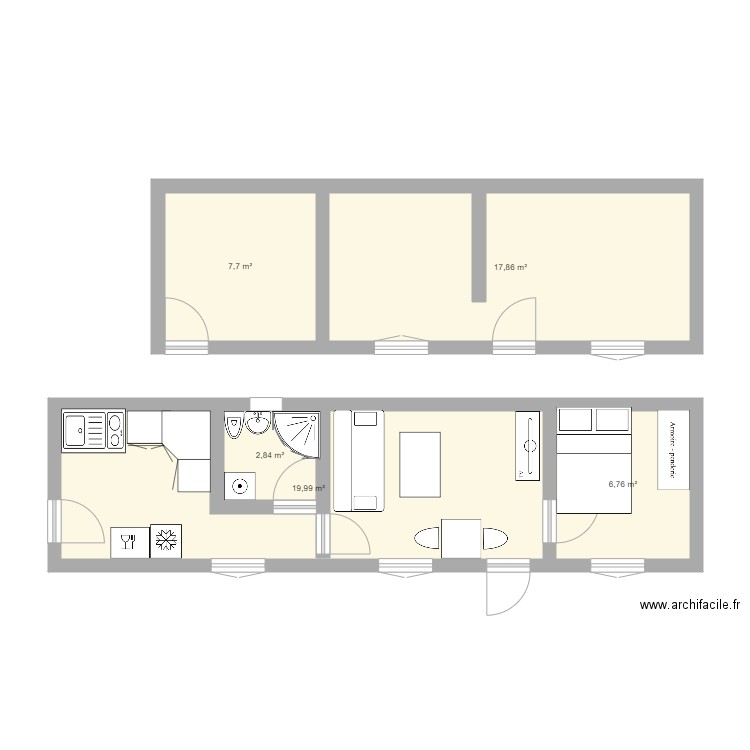 le pertre. Plan de 5 pièces et 55 m2