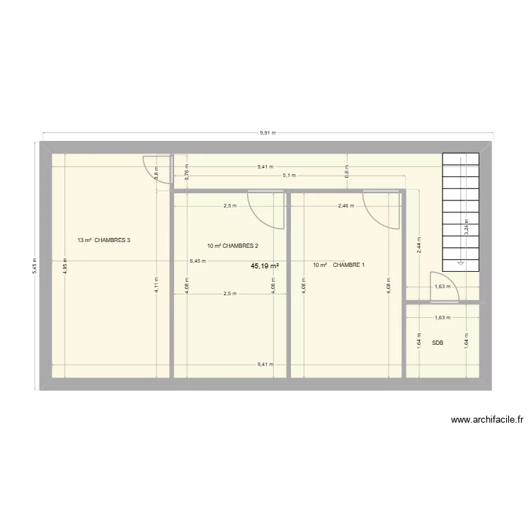 CHAVILLE 1 ER. Plan de 1 et 45 m² CHAVILLE 1 ER. Plan de 1 et 45 m²