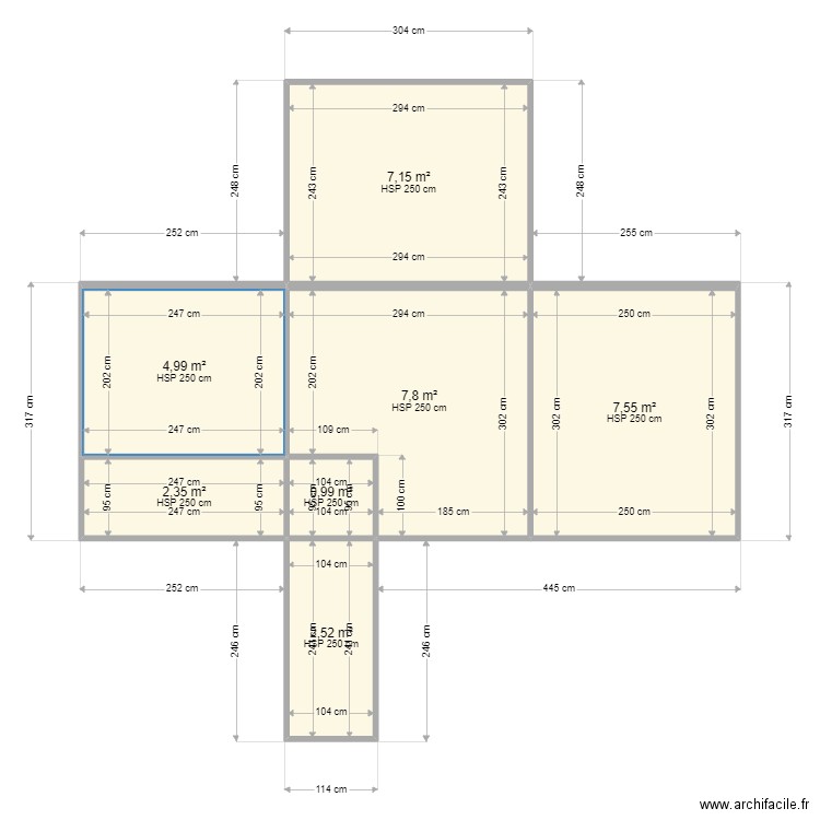 s d bain maussane 2. Plan de 7 pièces et 33 m2