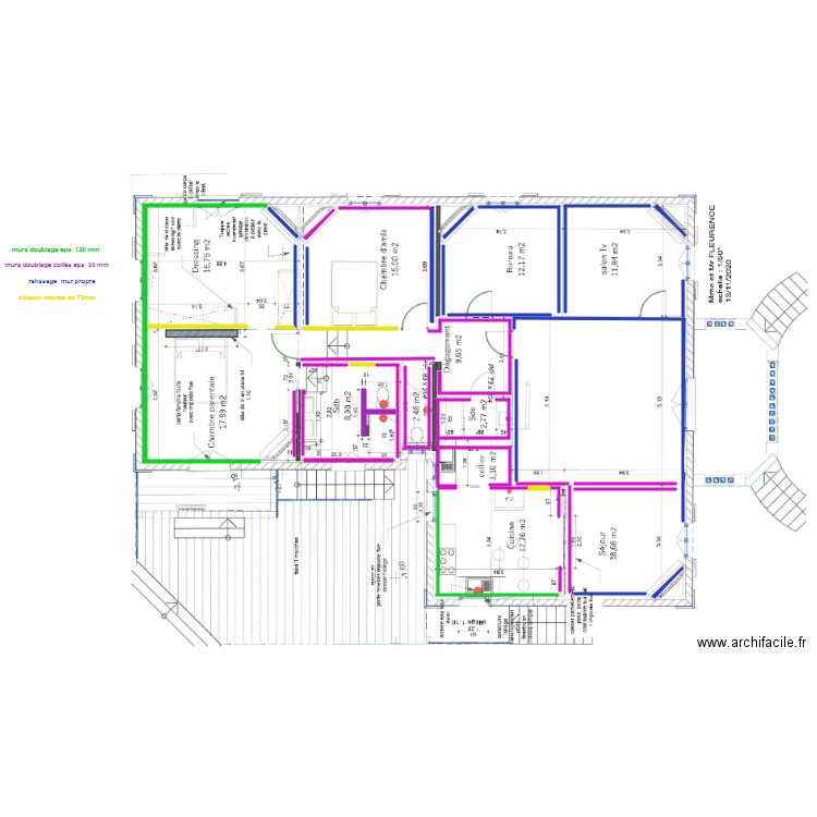 cloison 1. Plan de 0 pièce et 0 m2