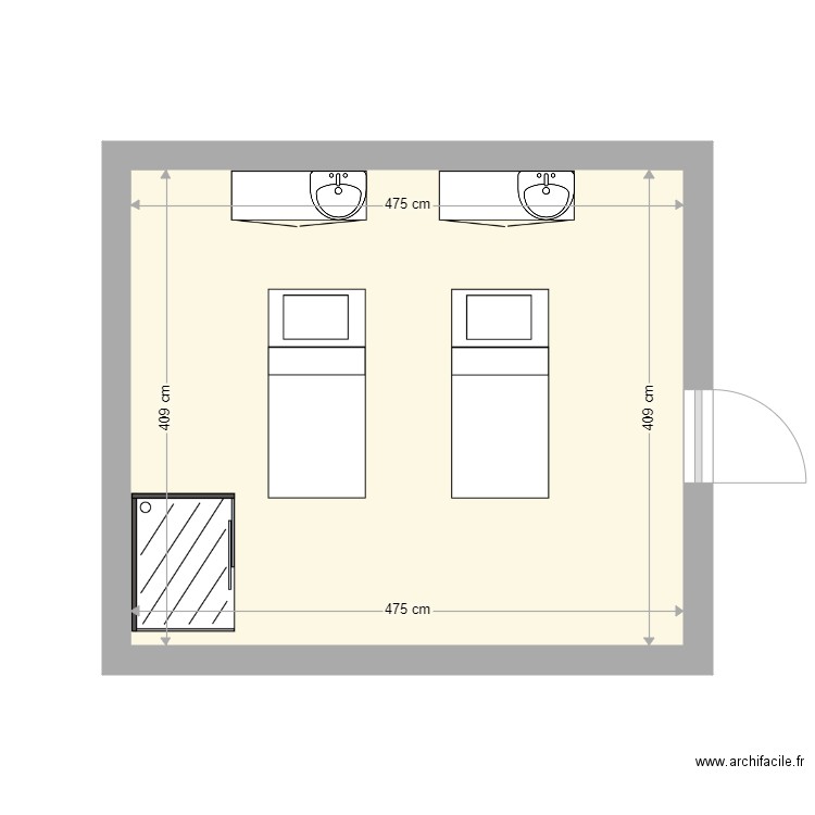 pièce cabine de soin. Plan de 1 pièce et 19 m2