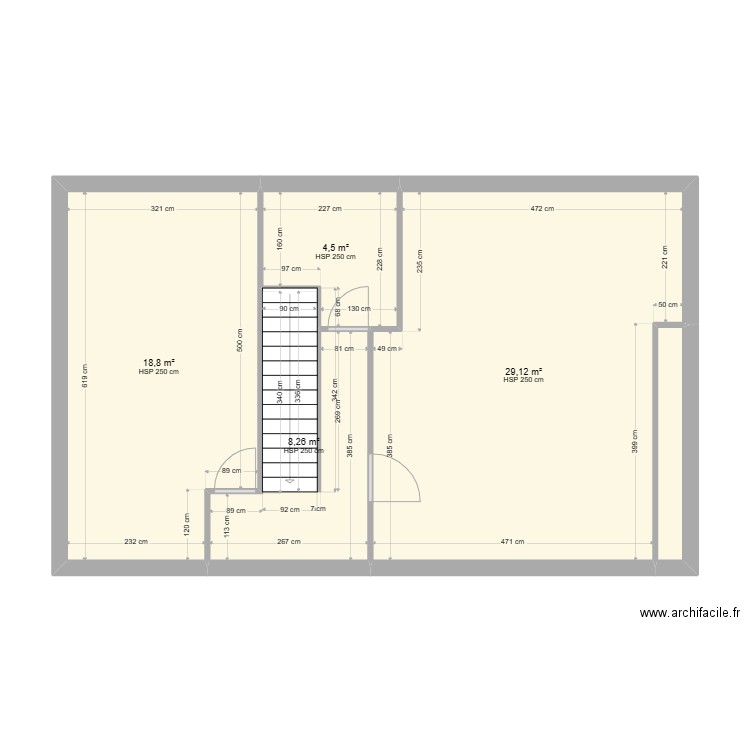 1er étage Le couderc. Plan de 5 pièces et 62 m2