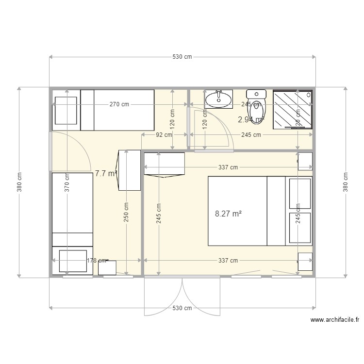 MODELE LISA APPARTEMENT AVEC 2 CHAMBRES DONT 1 TRANSFORMABLE SALON . Plan de 0 pièce et 0 m2