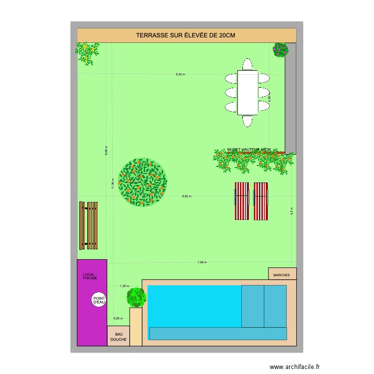 Jardin dernier avec arrosage Hydro Gard A. Plan de 1 pièce et 113 m2