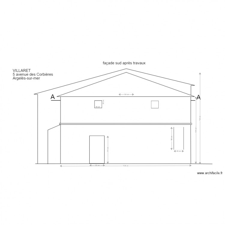 façade Sud après travaux. Plan de 0 pièce et 0 m2