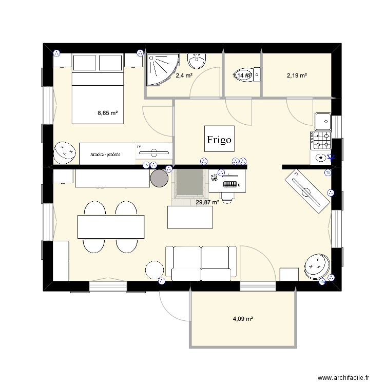 plan Grivillers RDC. Plan de 6 pièces et 48 m2