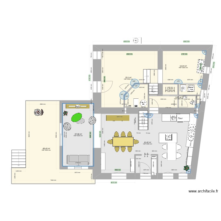 la chagnaie 3. Plan de 19 pièces et 255 m2