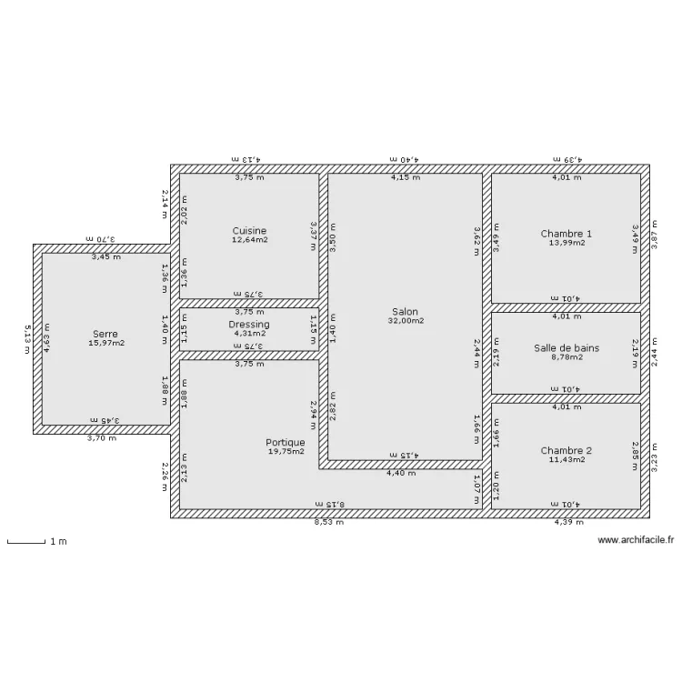 Rdc - 83m2 - Portique avant - version 6 du 13-9-09. Plan de 