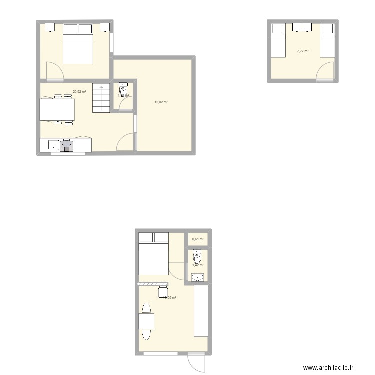 projet i2d. Plan de 7 pièces et 59 m2