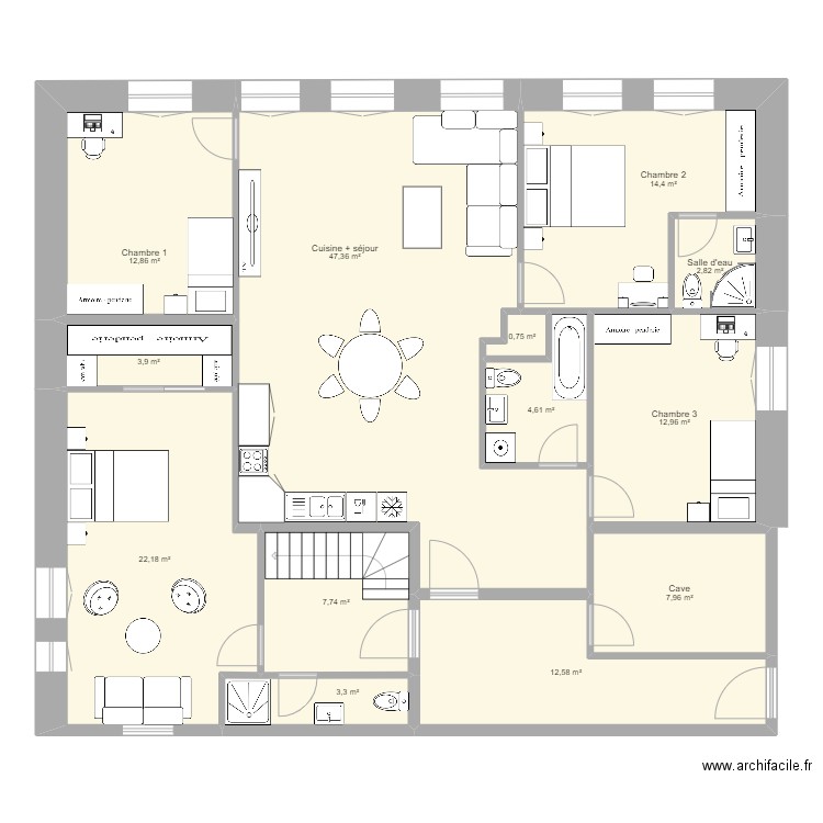 Bullet 150. Plan de 13 pièces et 153 m2