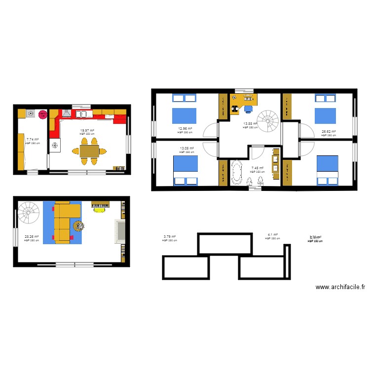 maison moderne en trois éléments. Plan de 0 pièce et 0 m2