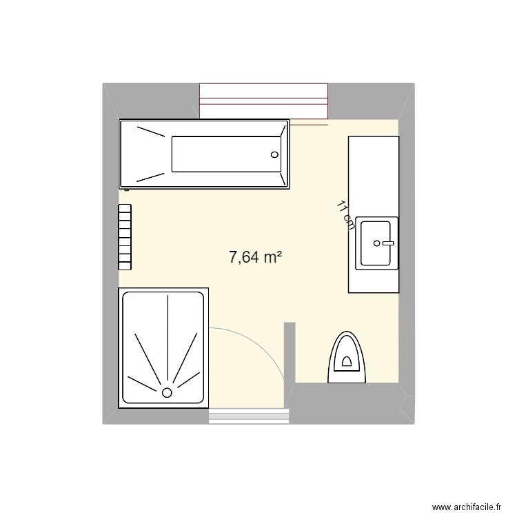 sdb guzel blocs verre. Plan de 1 pièce et 8 m2