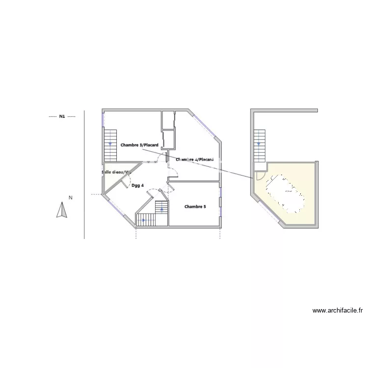 Projet Rognac R+1. Plan de 5  et 102 m²