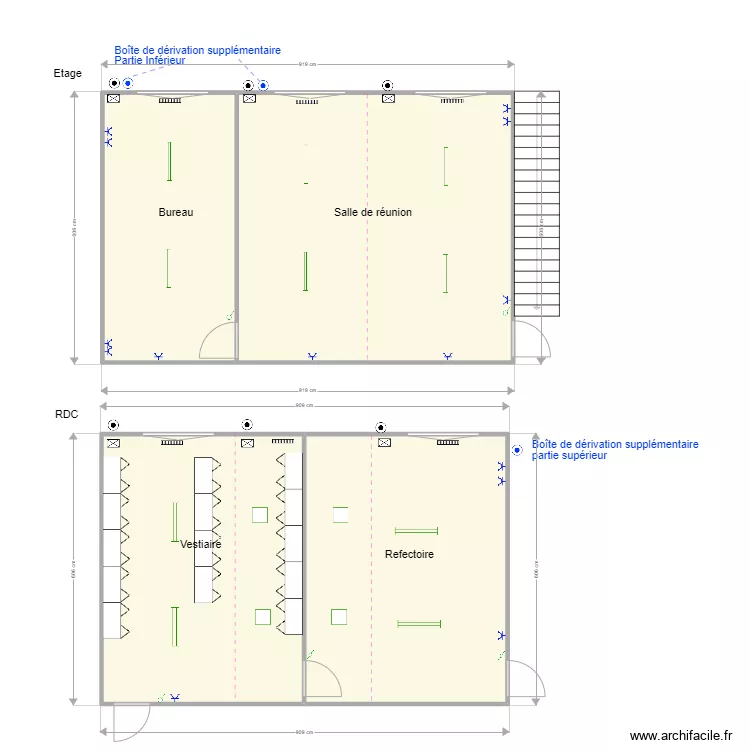600 x 900 cm + &eacute;tage. Plan de 