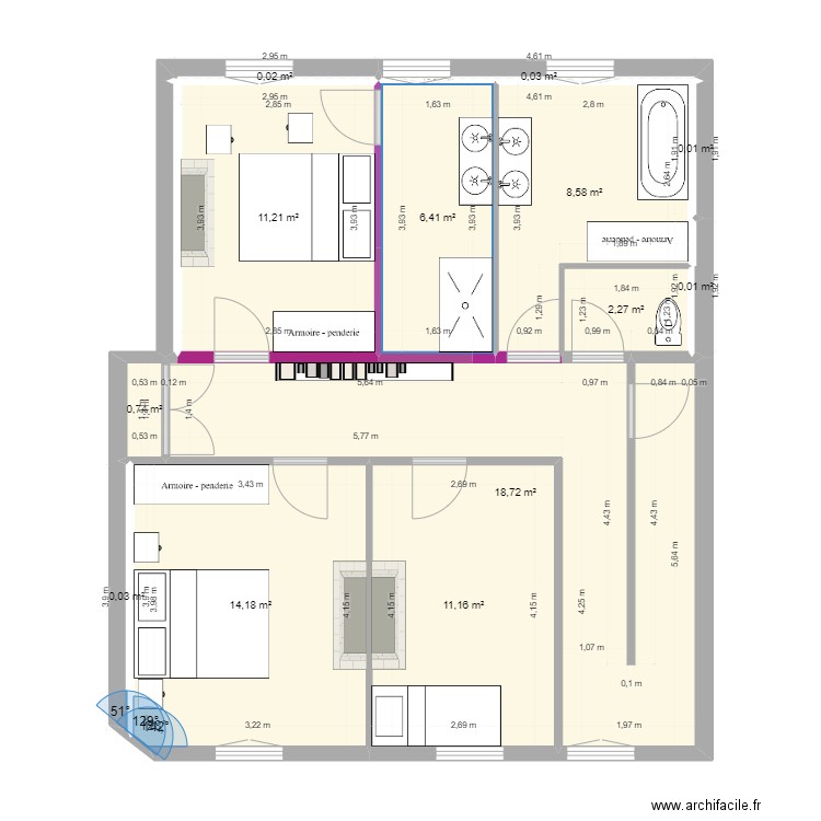 SAINT LAZARE V3. Plan de 15 pièces et 131 m2