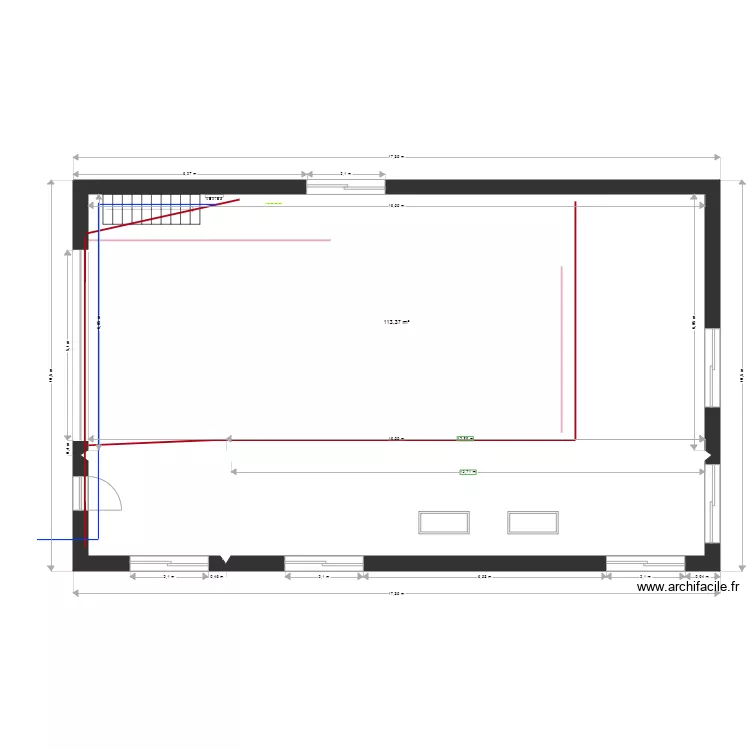 SOUS SOL TREMIE ESCALIER 2 DALLES VERRES TERRASSE. Plan de 