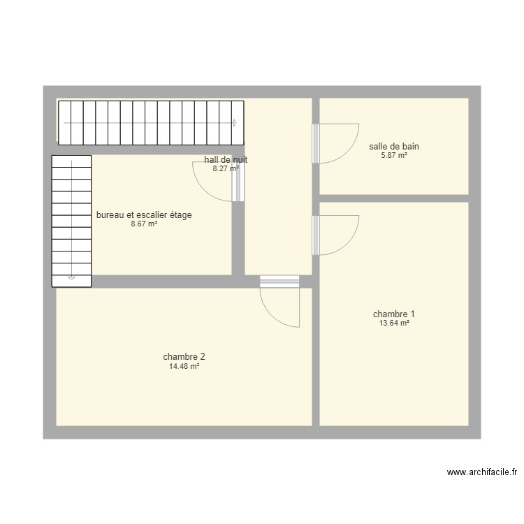 Plan étage Eléonore. Plan de 5 pièces et 51 m2