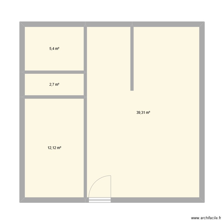 rdc v1. Plan de 4 pièces et 60 m2