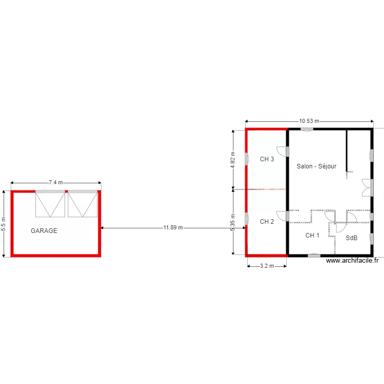 Plan maison Sam. Plan de 