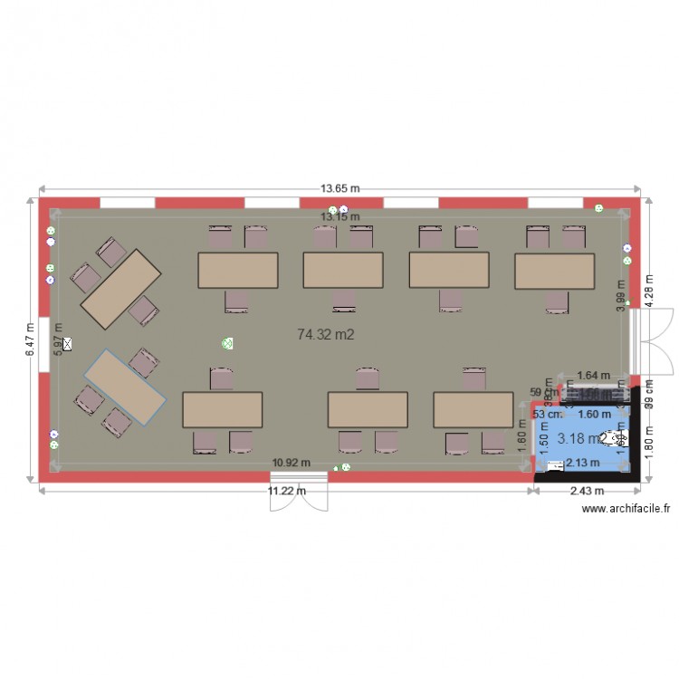 Salle forum table 180mm ok. Plan de 0 pièce et 0 m2
