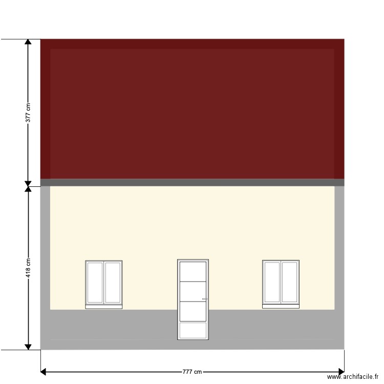 Plan de façade SUD état des lieux. Plan de 0 pièce et 0 m2