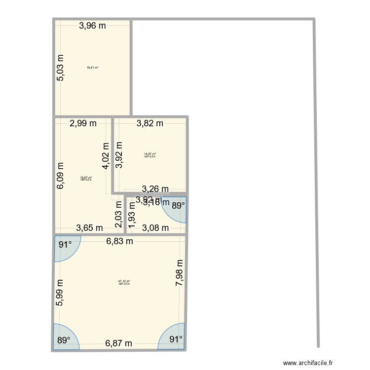 Plan avec cotes. Plan de 4 pièces et 102 m2