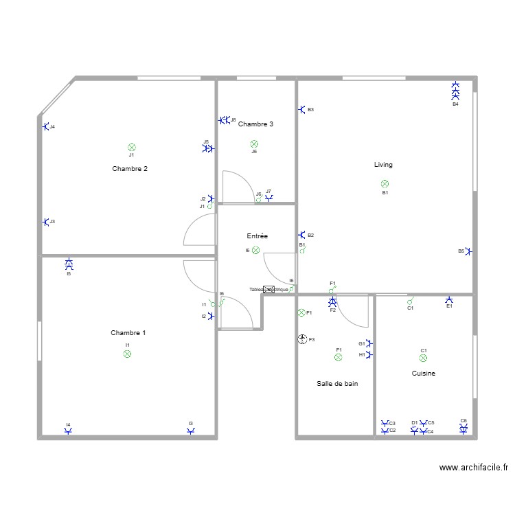 appartement 6 roux. Plan de 7 pièces et 89 m2