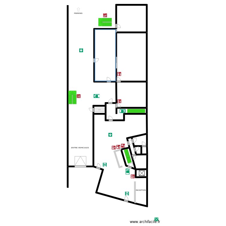 REZ2. Plan de 12 pièces et 216 m2
