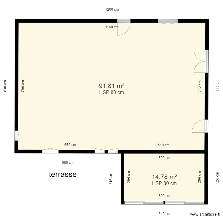 agrandissement séjour avec terrasse. Plan de 0 pièce et 0 m2