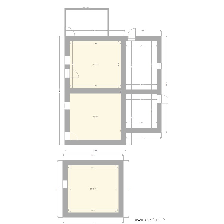 la toupetiere. Plan de 3 pièces et 94 m2