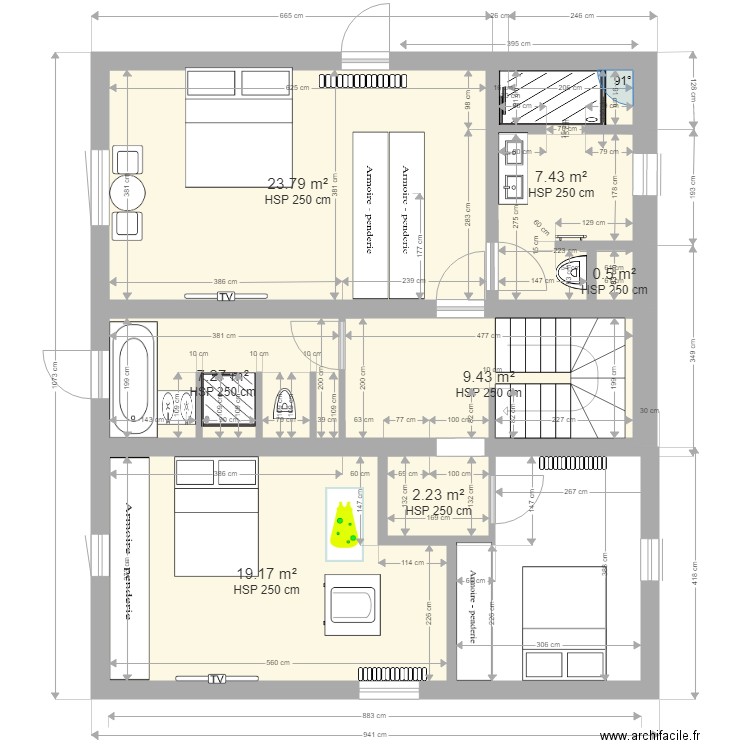 PLAN LAMEE Etage 20210402 sdb. Plan de 0 pièce et 0 m2
