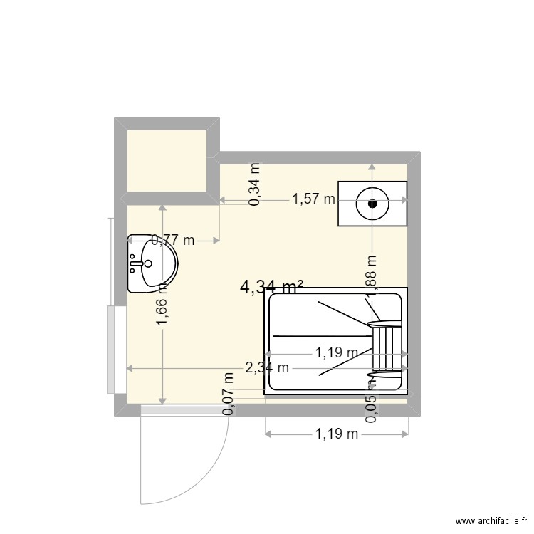 betting2. Plan de 2 pièces et 5 m2