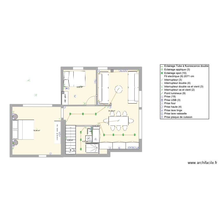 maison v2. Plan de 5 pièces et 69 m2