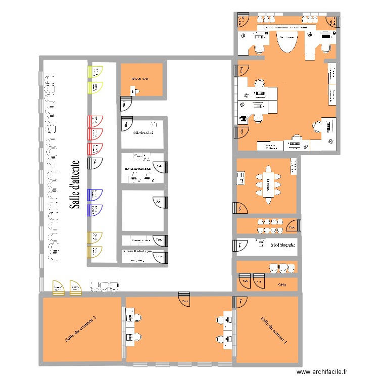 Plan du secrétariat. Plan de 9 pièces et 190 m2