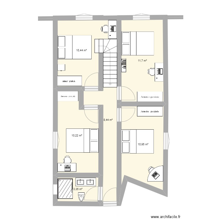 MAISON 1ER ESSAI. Plan de 6 pièces et 55 m2