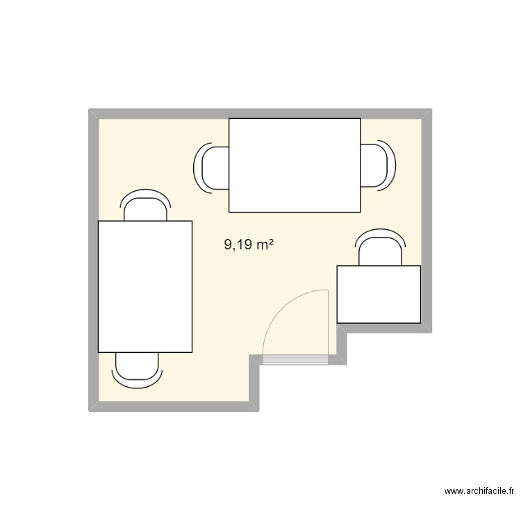 Blomet petite salle. Plan de 1 pièce et 9 m2