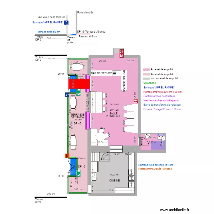 TATA THAI APRES TRAVAUX plan coupe rampe fixe. Plan de 