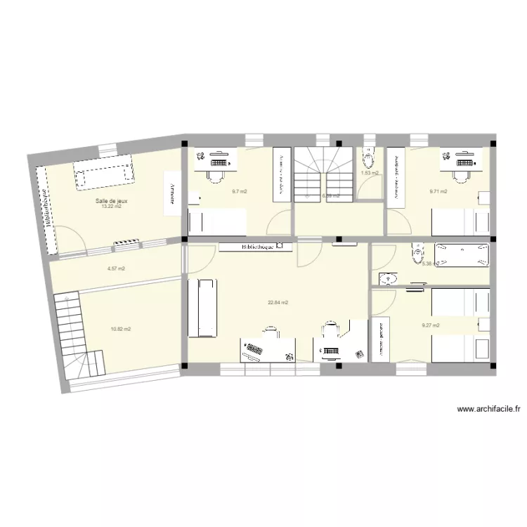 Salle calme + ch d'amis 2. Plan de Salle calme + ch d'amis 2. Plan de