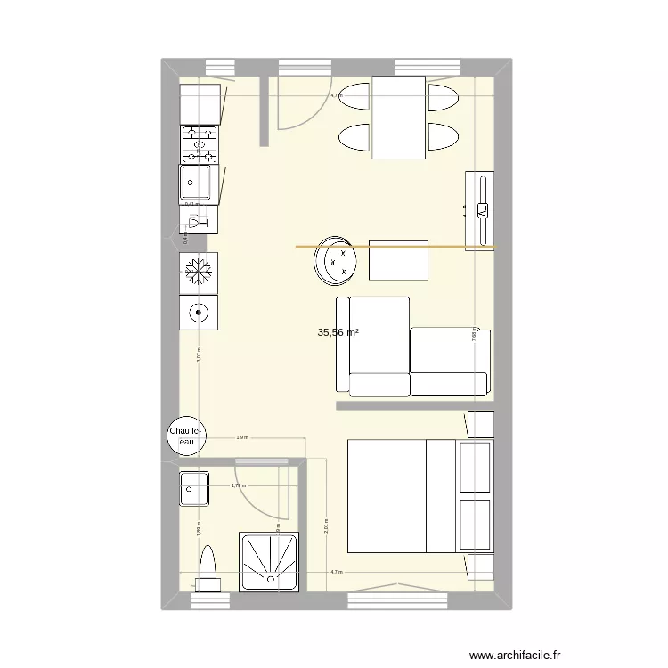 fort mahon 1. Plan de 1 pièce et 36 m²