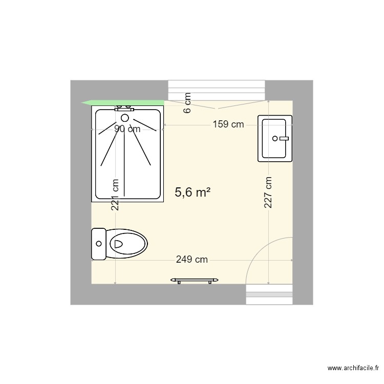 Desnele. Plan de 1 pièce et 6 m2