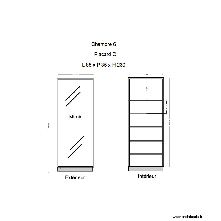 Placard Chambre 6 C. Plan de 0 pièce et 0 m2
