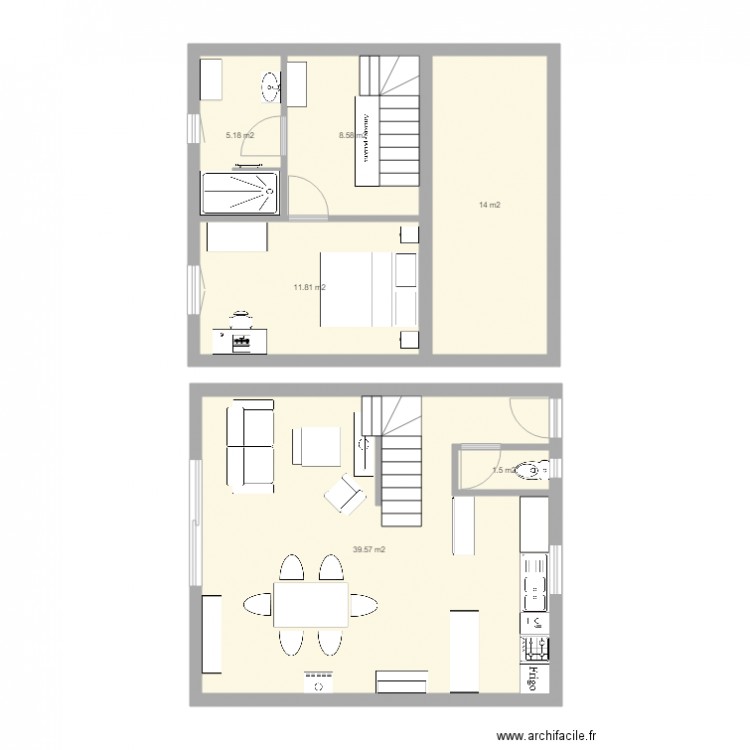 plan appart PG 2. Plan de 0 pièce et 0 m2