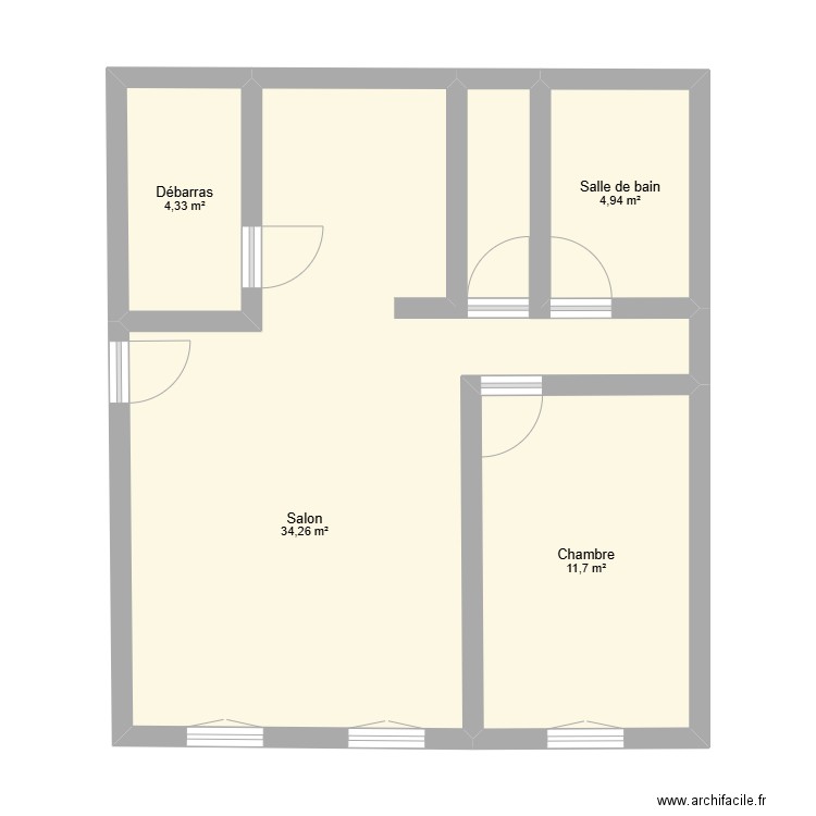 appartement Pont de Vaux. Plan de 4 pièces et 55 m2