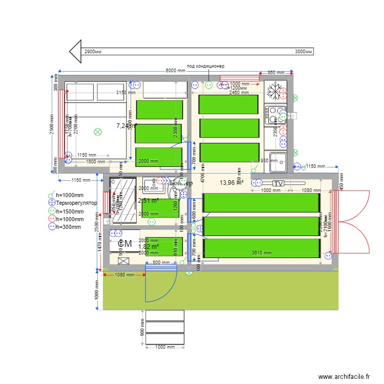 p30 1 3 Людмила ТП. Plan de 5 pièces et 30 m2