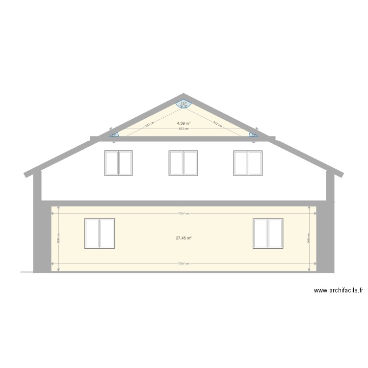 facade est. Plan de 0 pièce et 0 m2