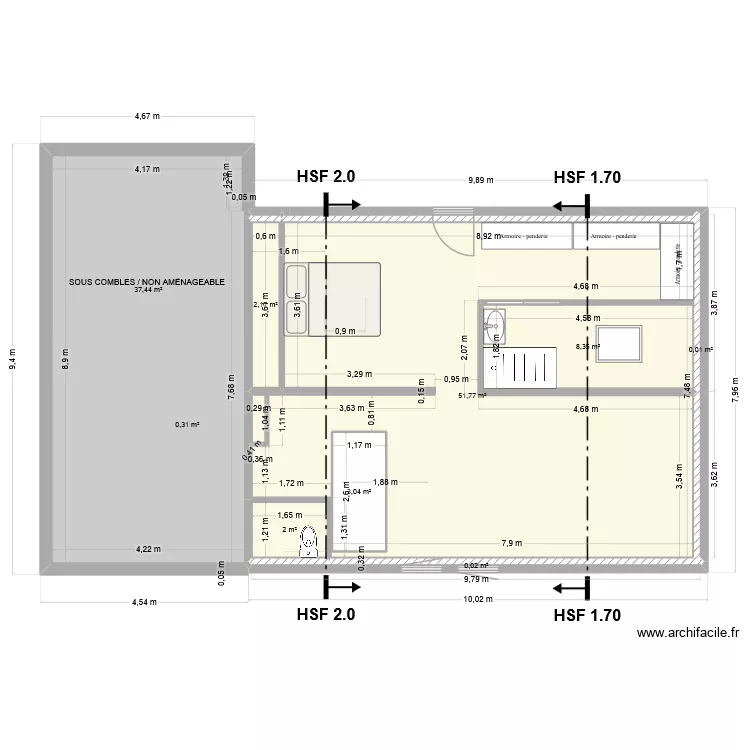 plan maison &Eacute;tage2. Plan de 9 Pièces et 108 m²