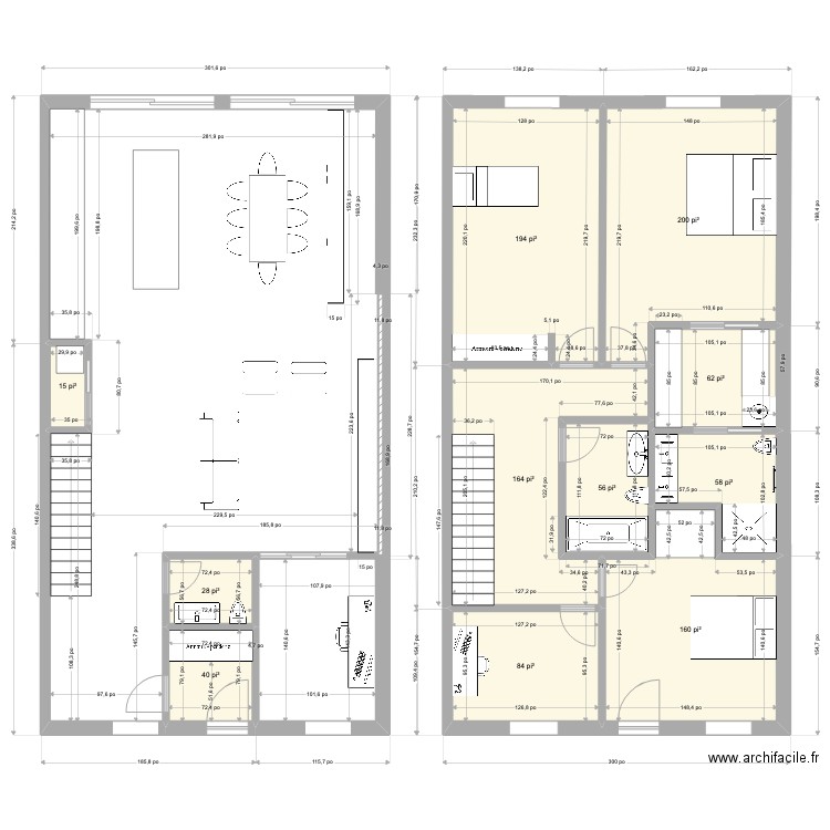 Plan maison 1. Plan de 11 pièces et 99 m2