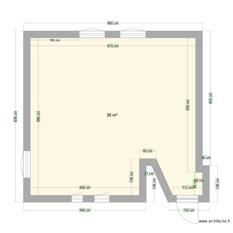 Saint Hilaire . Plan de 1 pièce et 35 m2