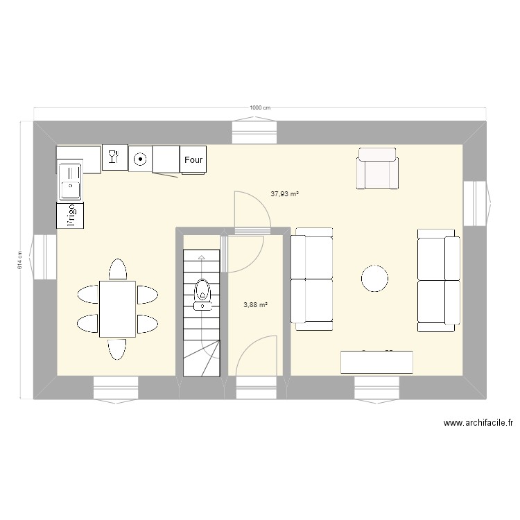 Gite 2 - RDC C - cuisine & salon. Plan de 0 pièce et 0 m2