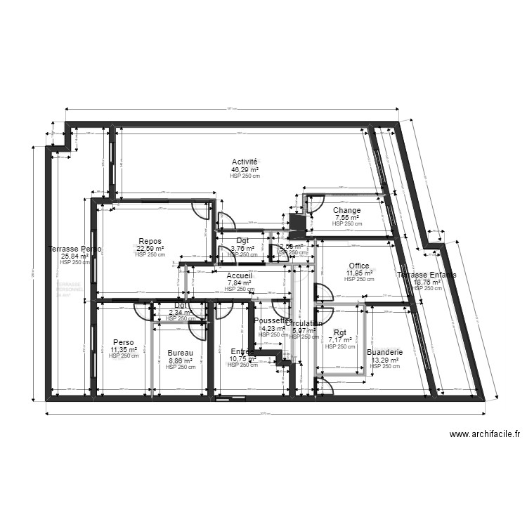 92 VANVES 22 Coche Fr JL Archi porteurs. Plan de 17 pièces et 211 m2